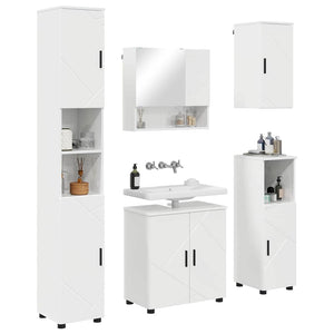 vidaXL Bathroom Furniture Set 5 pcs High Gloss White Engineered Wood & Metal
