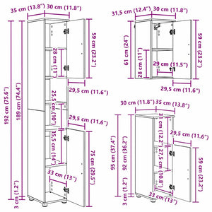 vidaXL Bathroom Furniture Set 5 pcs High Gloss White Engineered Wood & Metal