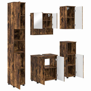 vidaXL Wall-Mounted Bathroom Furniture Set 5 pcs Smoked Oak