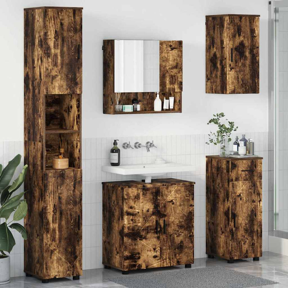 vidaXL Bathroom Furniture Set with Drawers 5 pcs Smoked Oak
