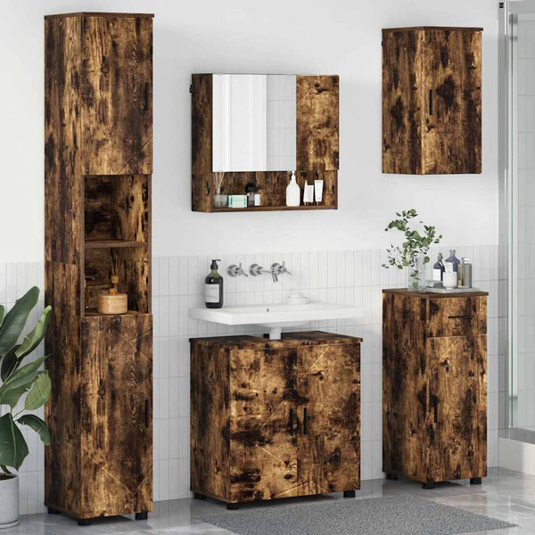 vidaXL Bathroom Furniture Set with Drawers 5 pcs Smoked Oak