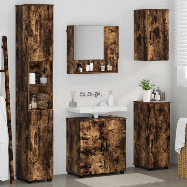 vidaXL Bathroom Furniture Set with Drawers 5 pcs Smoked Oak