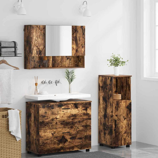 vidaXL Bathroom Furniture Set with Drawers 3 pcs Smoked Oak