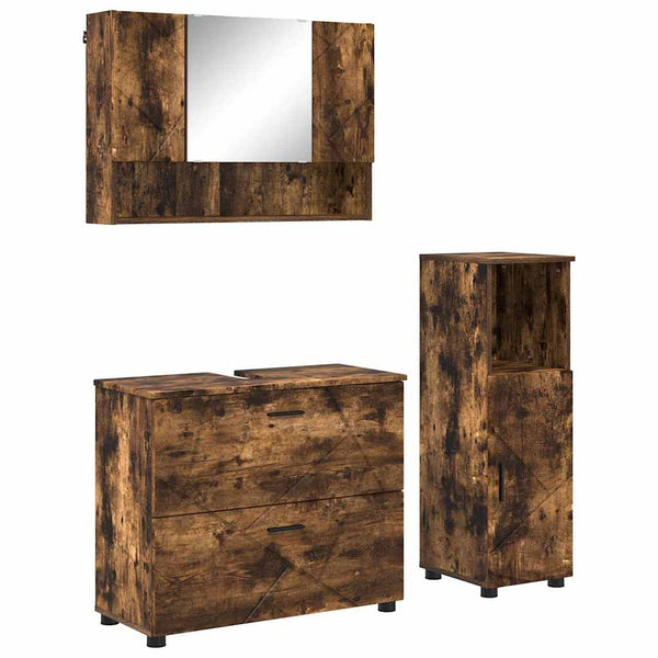 vidaXL Bathroom Furniture Set with Drawers 3 pcs Smoked Oak