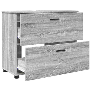 vidaXL Bathroom Furniture Set 3 pcs Sonoma Grey Plywood and Metal
