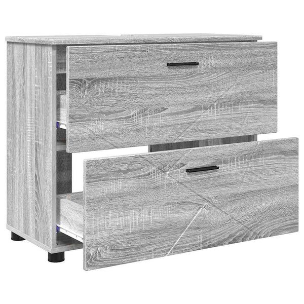 vidaXL Bathroom Furniture Set 3 pcs Sonoma Grey Plywood and Metal