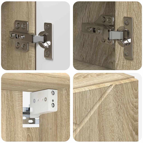 vidaXL Bathroom Furniture Set 4 pcs Sonoma Oak Plywood and Metal