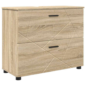 vidaXL Bathroom Furniture Set 4 pcs Sonoma Oak Plywood and Metal
