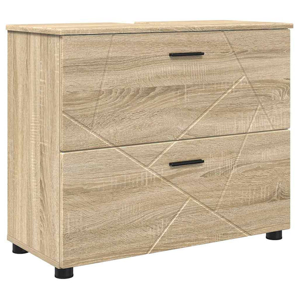 vidaXL Bathroom Furniture Set 4 pcs Sonoma Oak Plywood and Metal