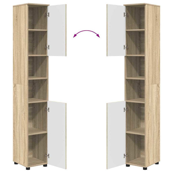 vidaXL Bathroom Furniture Set 4 pcs Sonoma Oak Plywood and Metal