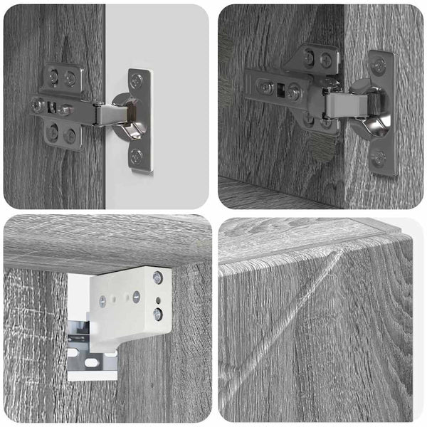 vidaXL Bathroom Furniture Set 4 pcs Sonoma Grey Plywood and Metal