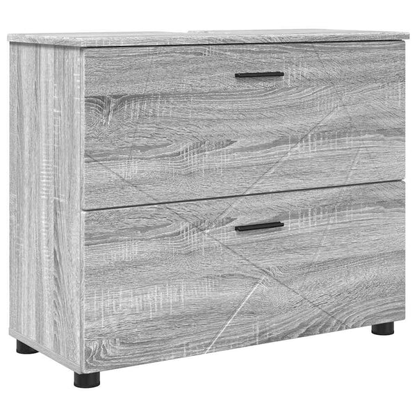 vidaXL Bathroom Furniture Set 4 pcs Sonoma Grey Plywood and Metal