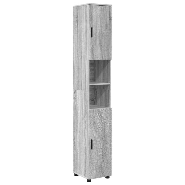 vidaXL Bathroom Furniture Set 4 pcs Sonoma Grey Plywood and Metal