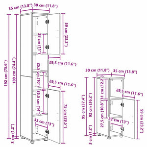 vidaXL Bathroom Furniture Set 4 pcs Sonoma Grey Plywood and Metal