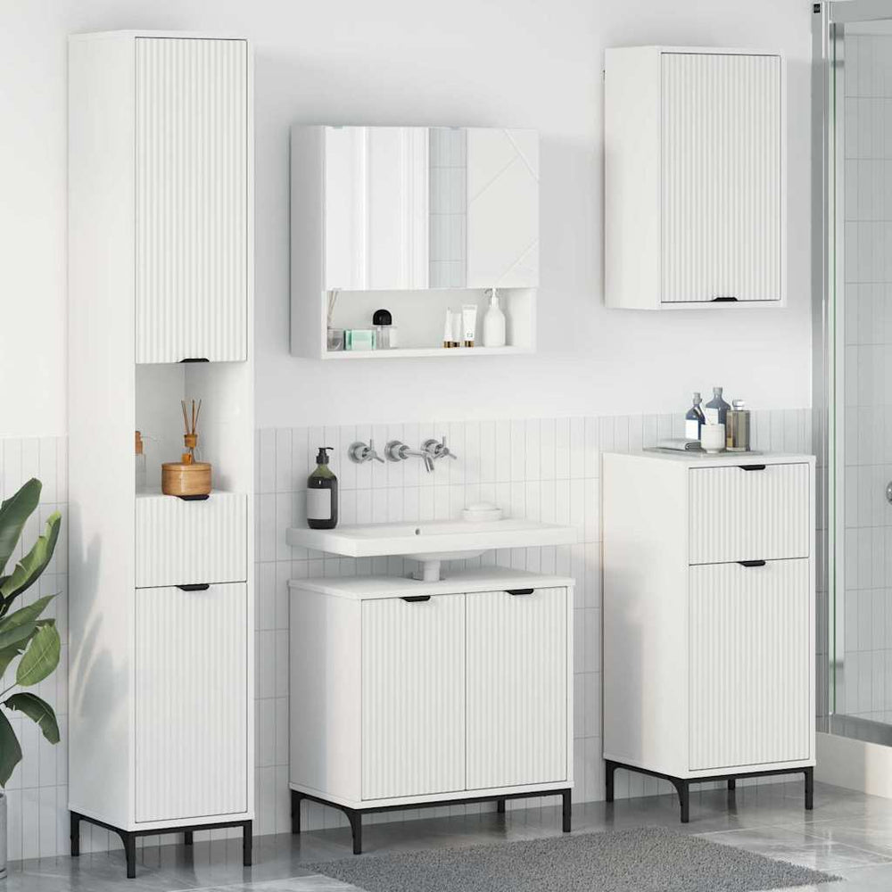 vidaXL Bathroom Cabinet Set with Drawers White Engineered Wood, Metal