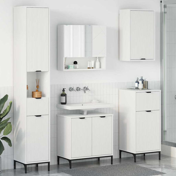 vidaXL Bathroom Cabinet Set with Drawers White Engineered Wood, Metal
