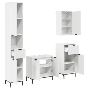vidaXL Bathroom Cabinet Set with Drawers White Engineered Wood, Metal