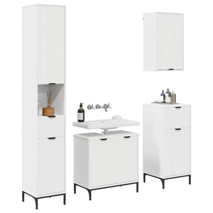 vidaXL Bathroom Cabinet Set with Drawers White Engineered Wood, Metal