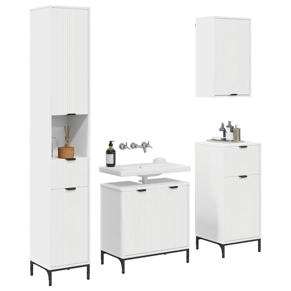 vidaXL Bathroom Cabinet Set with Drawers White Engineered Wood, Metal