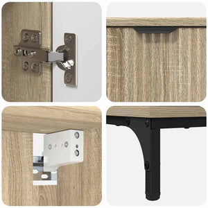 vidaXL Bathroom Furniture Set with Door Sonoma Oak Engineered Wood, Metal