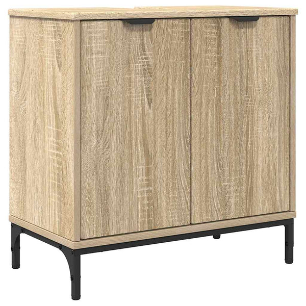 vidaXL Bathroom Furniture Set with Door Sonoma Oak Engineered Wood, Metal