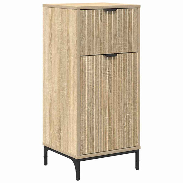 vidaXL Bathroom Furniture Set with Door Sonoma Oak Engineered Wood, Metal