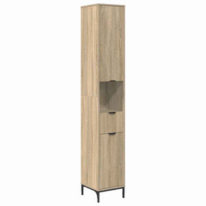 vidaXL Bathroom Furniture Set with Door Sonoma Oak Engineered Wood, Metal