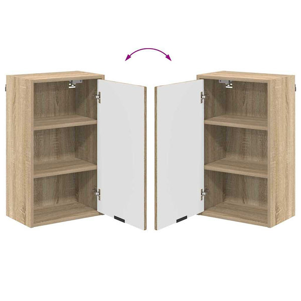 vidaXL Bathroom Furniture Set with Door Sonoma Oak Engineered Wood, Metal