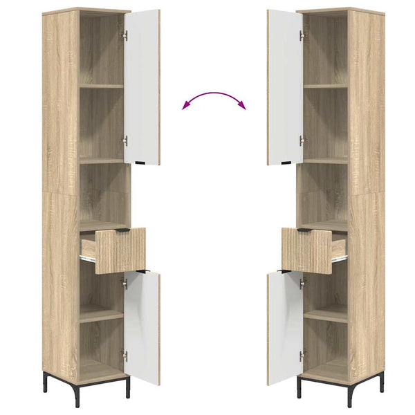 vidaXL Bathroom Furniture Set with Door Sonoma Oak Engineered Wood, Metal