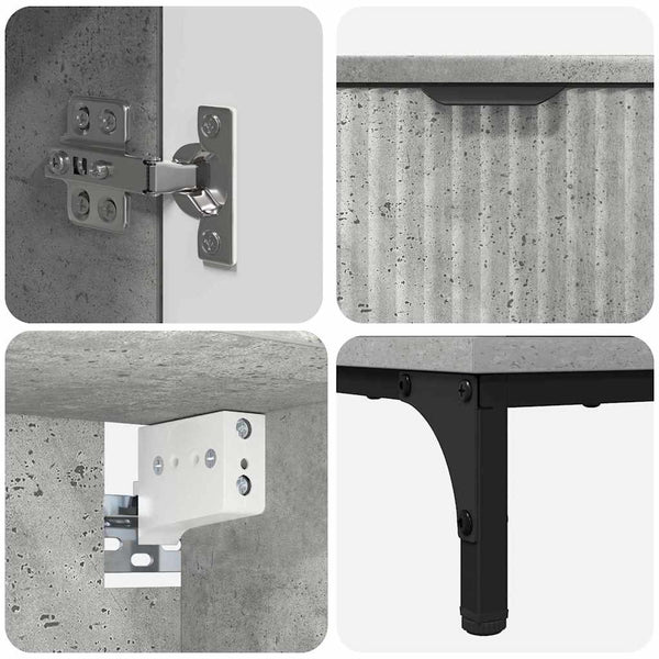 vidaXL Bathroom Furniture Set with Door Concrete Grey Engineered Wood, Metal