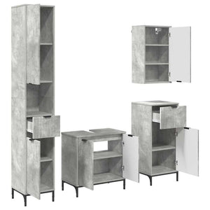 vidaXL Bathroom Furniture Set with Door Concrete Grey Engineered Wood, Metal