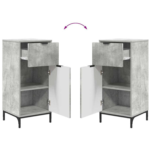 vidaXL Bathroom Furniture Set with Door Concrete Grey Engineered Wood, Metal