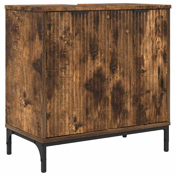 vidaXL Bathroom Furniture Set Smoked Oak Engineered Wood, Metal