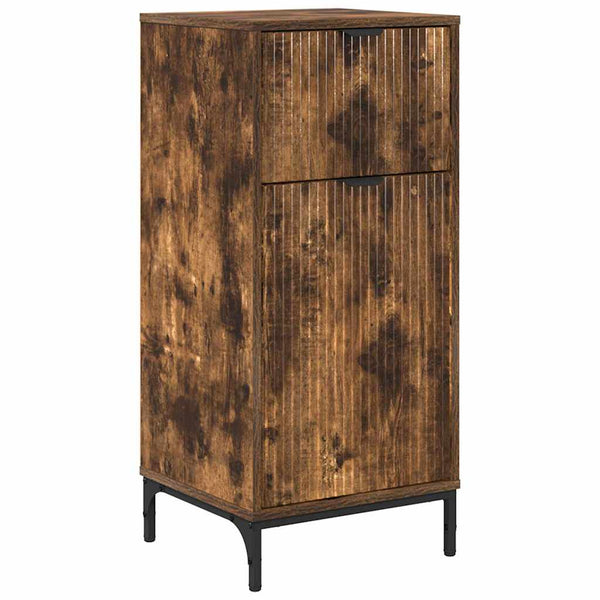 vidaXL Bathroom Furniture Set Smoked Oak Engineered Wood, Metal