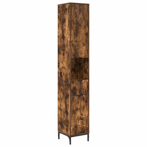 vidaXL Bathroom Furniture Set Smoked Oak Engineered Wood, Metal