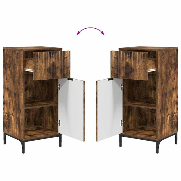 vidaXL Bathroom Furniture Set Smoked Oak Engineered Wood, Metal