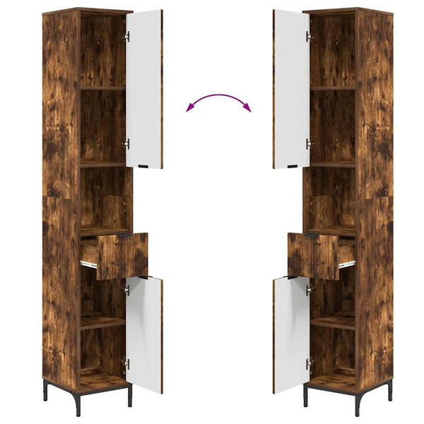 vidaXL Bathroom Furniture Set Smoked Oak Engineered Wood, Metal