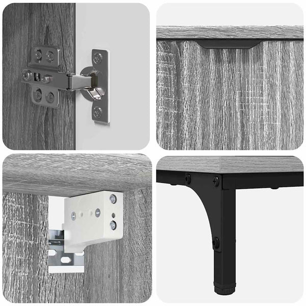 vidaXL Bathroom Furniture Set with Door Grey Sonoma Engineered Wood, Metal