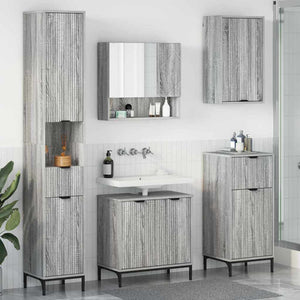 vidaXL Bathroom Furniture Set with Door Grey Sonoma Engineered Wood, Metal