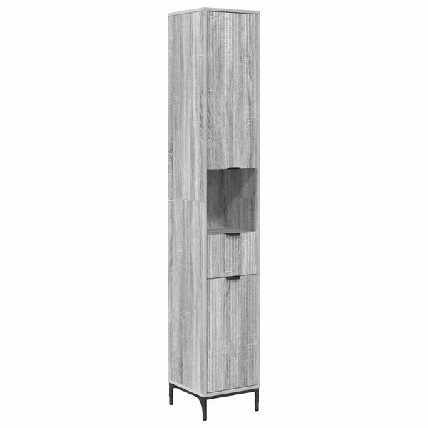 vidaXL Bathroom Furniture Set with Door Grey Sonoma Engineered Wood, Metal