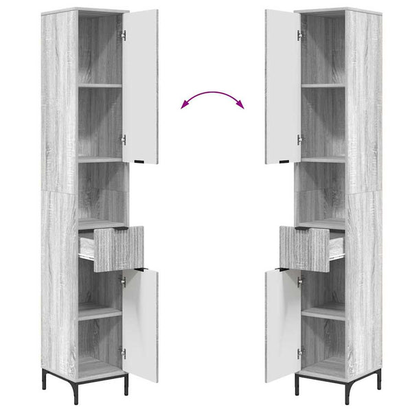 vidaXL Bathroom Furniture Set with Door Grey Sonoma Engineered Wood, Metal