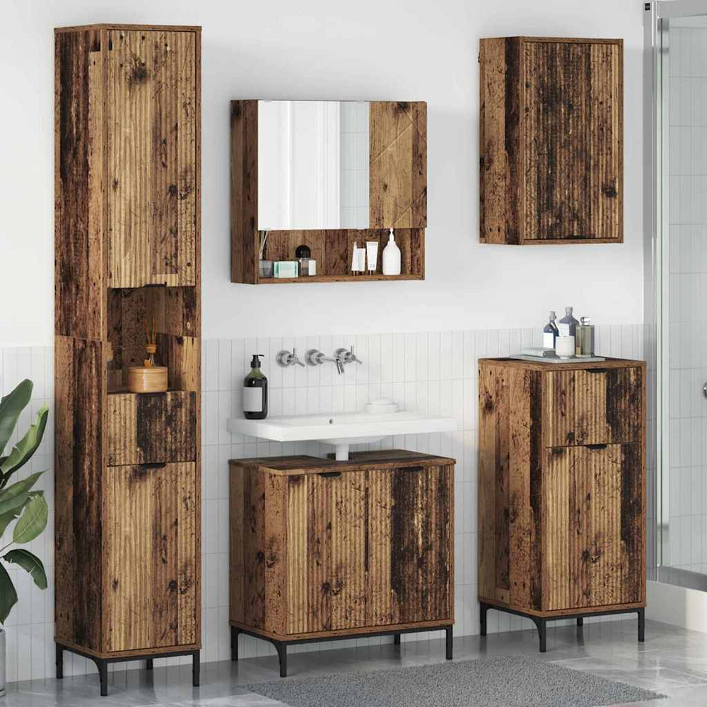 vidaXL Bathroom Furniture Set Wall-mounted Reclaimed Wood, Engineered Wood, Metal
