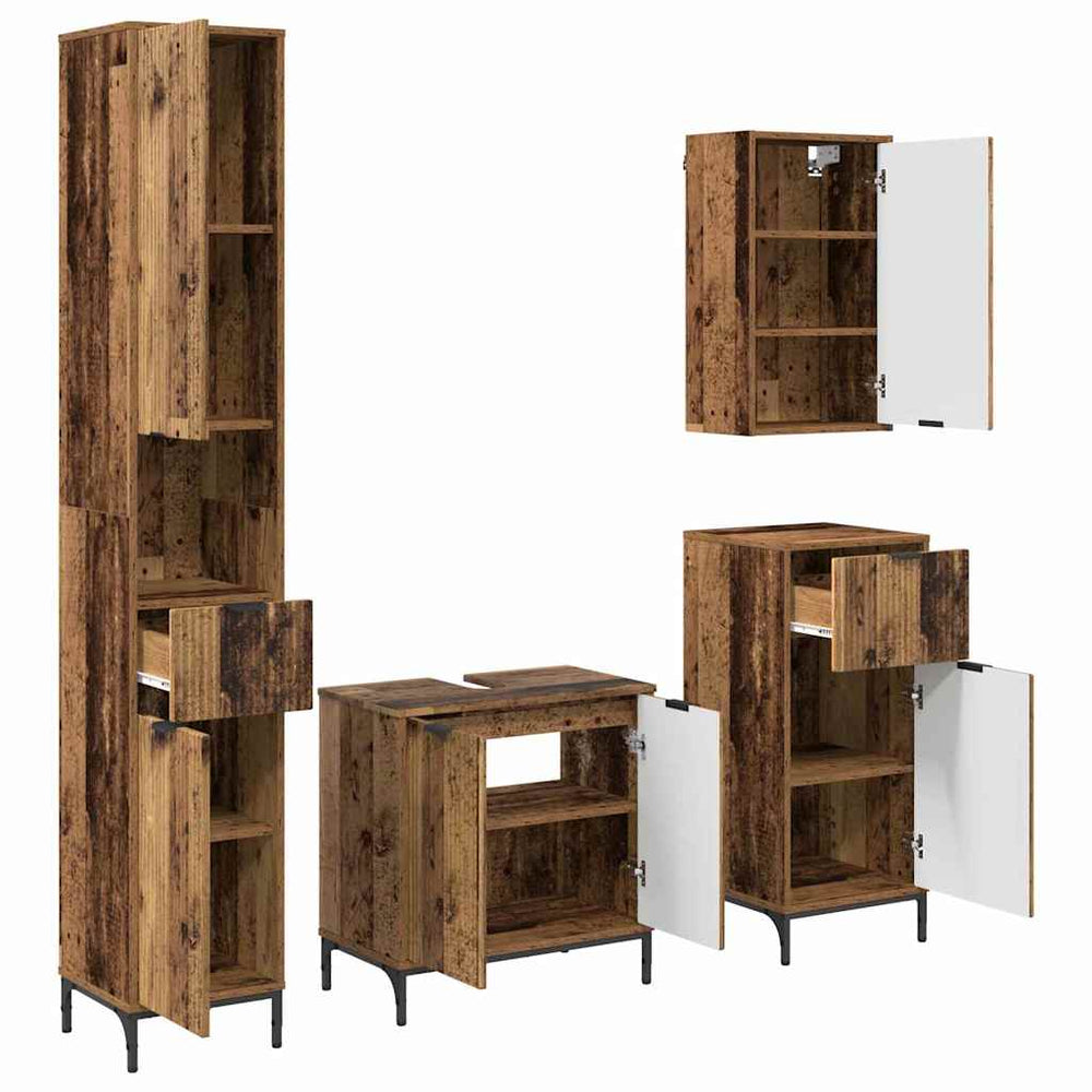 vidaXL Bathroom Furniture Set Wall-mounted Reclaimed Wood, Engineered Wood, Metal