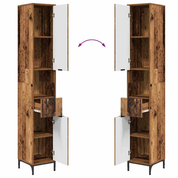 vidaXL Bathroom Furniture Set Wall-mounted Reclaimed Wood, Engineered Wood, Metal
