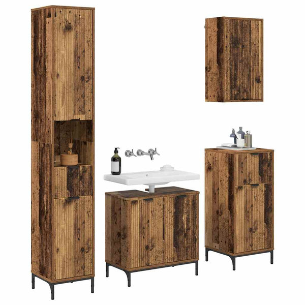 vidaXL Bathroom Furniture Set Wall-mounted Reclaimed Wood, Engineered Wood, Metal