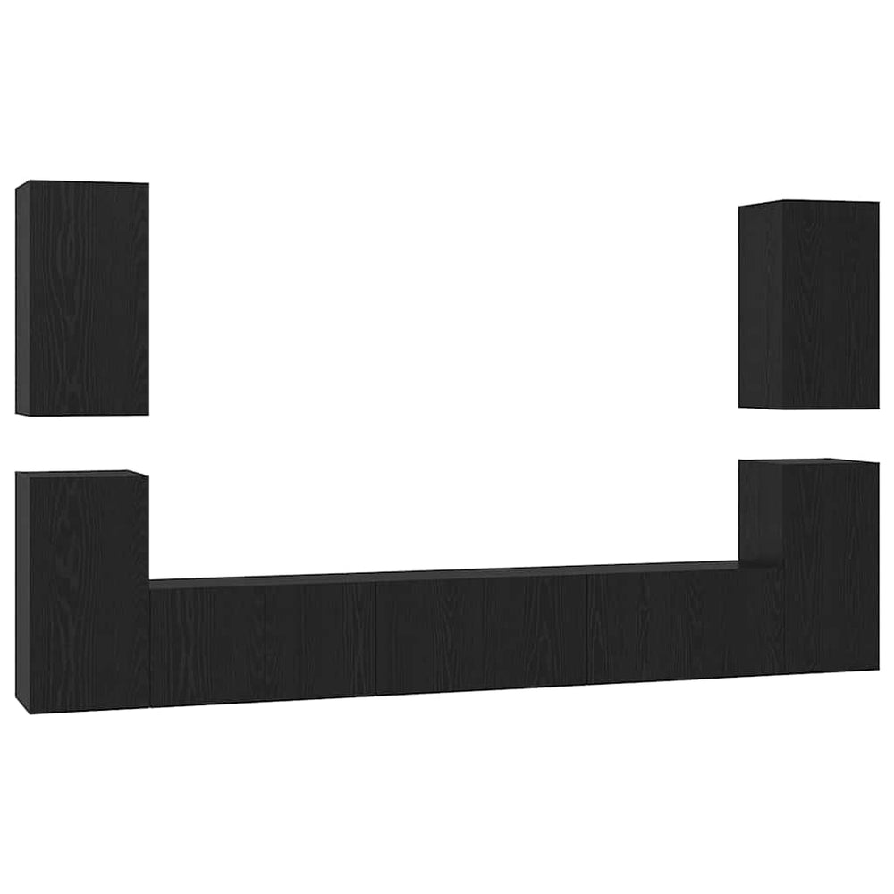 vidaXL TV Cabinet Set Wall-Mounted Black Oak Look Engineered Wood