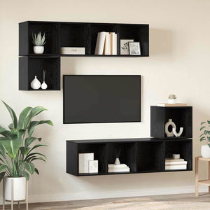 vidaXL TV Cabinet Set 4 pcs Black Oak Look Engineered Wood