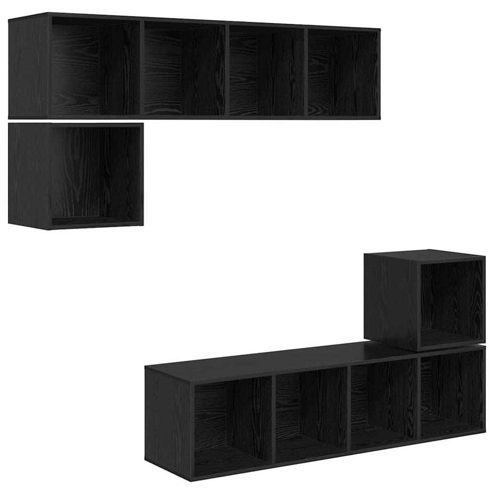 vidaXL TV Cabinet Set 4 pcs Black Oak Look Engineered Wood