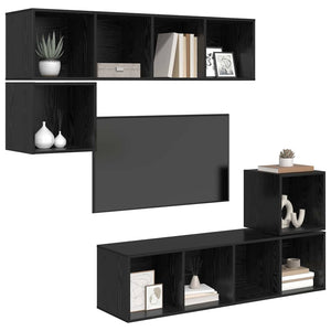 vidaXL TV Cabinet Set 4 pcs Black Oak Look Engineered Wood