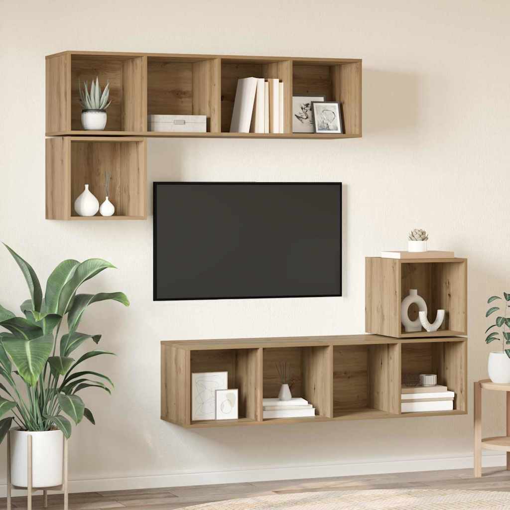 vidaXL Wall-Mounted TV Cabinet Set 4 pcs Artisan Oak Engineered Wood